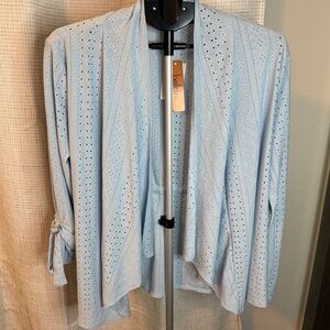Belldini Light Blue Eyelet Knit Open Cardigan